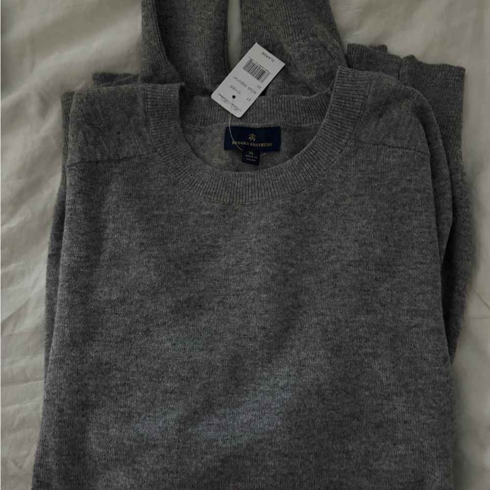 Brooks Brothers Heather Gray Crewneck Sweater